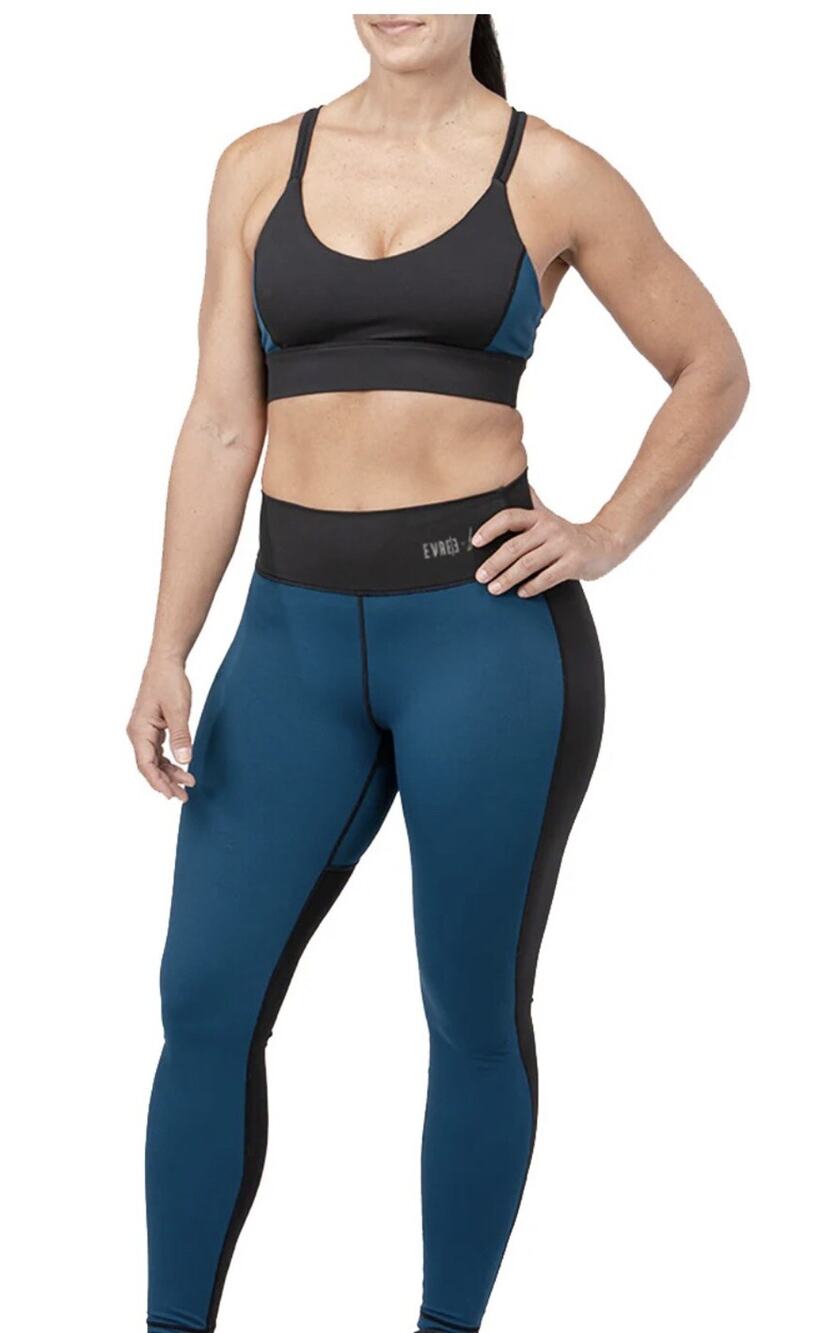 Evree x Barbella Leggings Womens Small Black Teal Blue Heart Booty Activewear